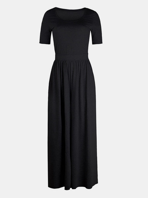 Scoop Neck Short Sleeve Jumpsuit - Odaingerous